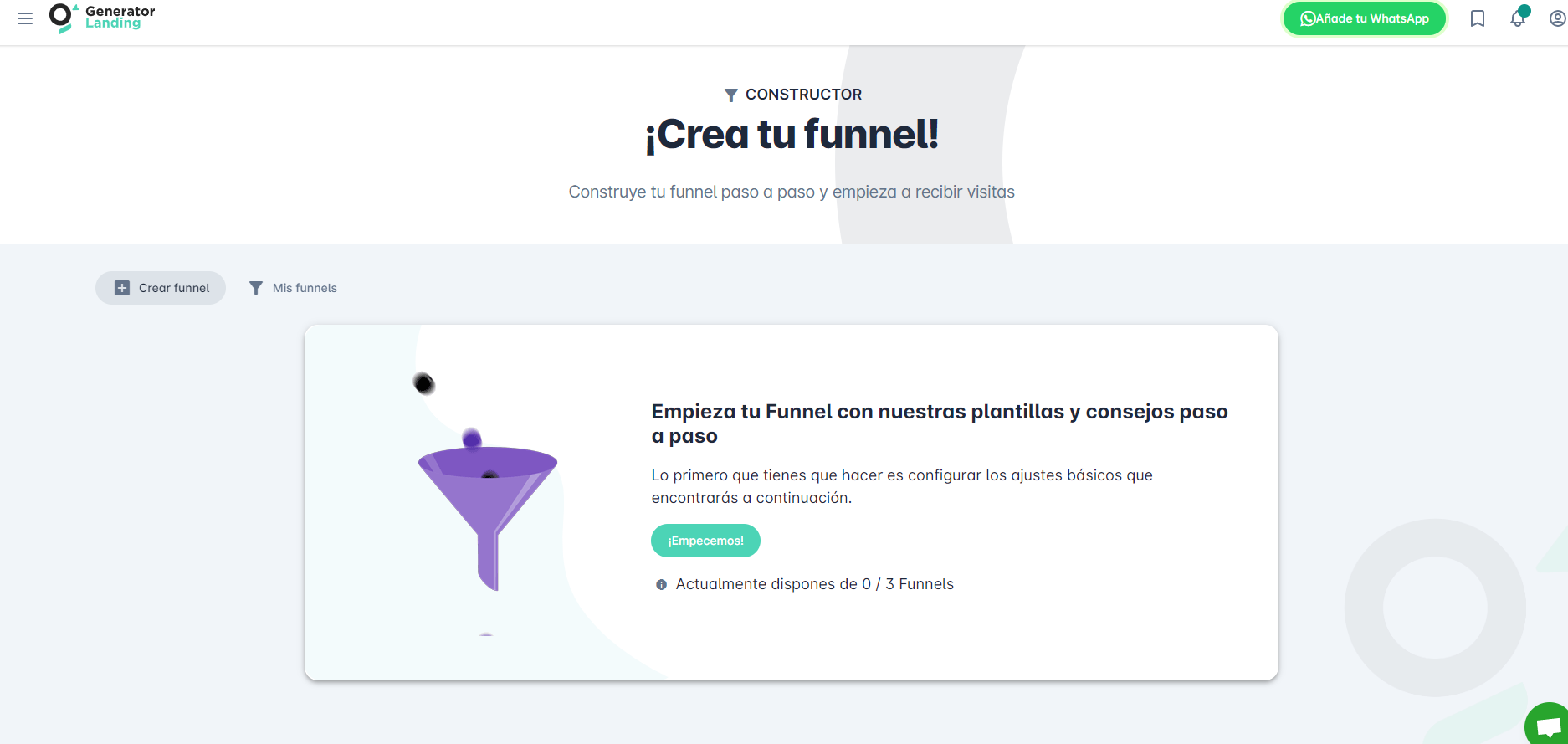 screenshot of Generator Landing